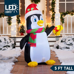5ft Tall Holiday Penguin Christmas Inflatable