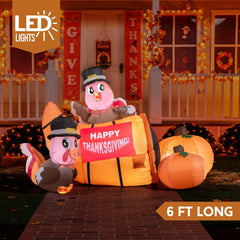 Large Little Turkeys on a Cornucopia Inflatable (6ft)