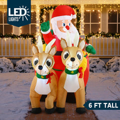 6ft Tall Santa Claus on Sleigh Inflatable