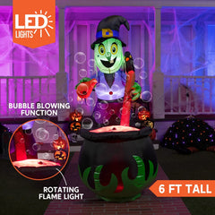 6ft Tall Witch Pot with Bubbling Potion Halloween Inflatable