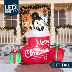 6ft Tall Merry Christmas Socks