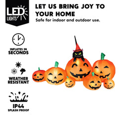 7ft Halloween Pumpkin Patch with Cat Inflatable