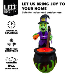 6ft Tall Witch Pot with Bubbling Potion Halloween Inflatable