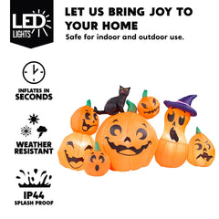 6ft Pumpkins with Black Cat Halloween Inflatable