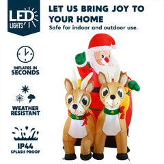 6ft Tall Santa Claus on Sleigh Inflatable