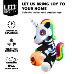 5ft Tall Sitting Skeleton Unicorn Inflatable