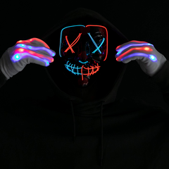 Halloween Led Mask Light Up With Gloves (blue&red)