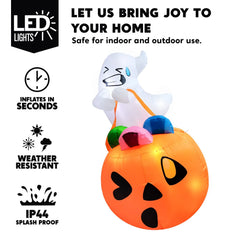 5ft Halloween Ghost Lift Pumpkin Candy Bag
