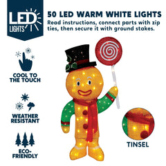 3ft LED Yard Light - Tinsel Gingerbread Man