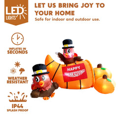 Large Little Turkeys on a Cornucopia Inflatable (6ft)
