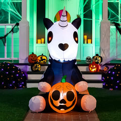 5ft Tall Sitting Skeleton Unicorn Inflatable