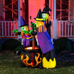 6ft Halloween Three Witch Around Cauldron Inflatable