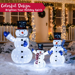 3Pcs LED Yard Lights Collapsible Snowman