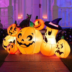 6ft Pumpkins with Black Cat Halloween Inflatable