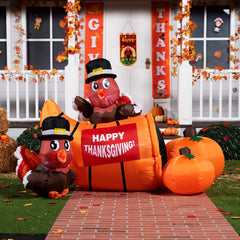 Large Little Turkeys on a Cornucopia Inflatable (6ft)