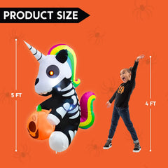 5ft Tall Sitting Skeleton Unicorn Inflatable