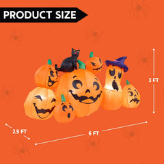 6ft Pumpkins with Black Cat Halloween Inflatable