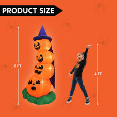 6ft Large Halloween Stacked Pumpkins Inflatable
