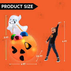 5ft Halloween Ghost Lift Pumpkin Candy Bag