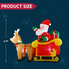 6ft Tall Santa Claus on Sleigh Inflatable