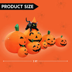 7ft Halloween Pumpkin Patch with Cat Inflatable