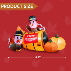 Large Little Turkeys on a Cornucopia Inflatable (6ft)