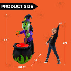 6ft Tall Witch Pot with Bubbling Potion Halloween Inflatable