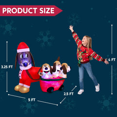 5ft Tall Christmas Puppy Inflatable