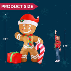 8ft Tall Gingerbread Man Christmas Inflatable