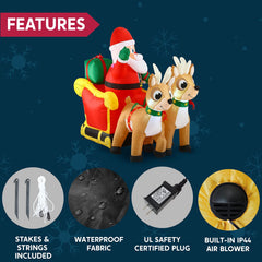 6ft Tall Santa Claus on Sleigh Inflatable