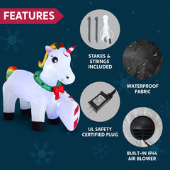 6ft Long Unicorn with A Sign Christmas Inflatable