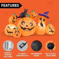 6ft Pumpkins with Black Cat Halloween Inflatable