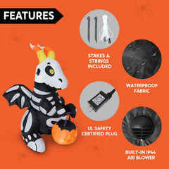5ft Cute Skeleton Dragon
