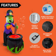 6ft Tall Witch Pot with Bubbling Potion Halloween Inflatable