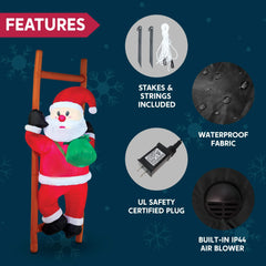 6ft Tall Climbing Santa with Build-in LEDs
