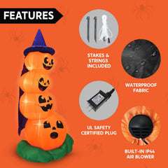 6ft Large Halloween Stacked Pumpkins Inflatable