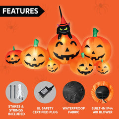 7ft Halloween Pumpkin Patch with Cat Inflatable