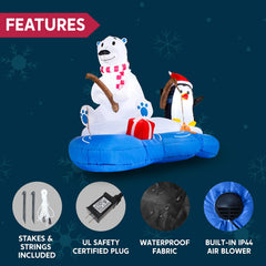 6ft Long Polar Bear Fishing with Penguin Inflatable
