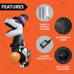 5ft Jumbo Halloween Skeleton Dinosaur Inflatable