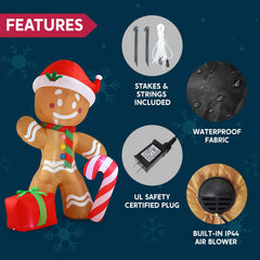 8ft Tall Gingerbread Man Christmas Inflatable
