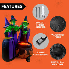 6ft Halloween Three Witch Around Cauldron Inflatable
