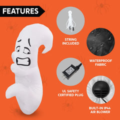 4ft Tall Scared Cute Ghost Hugging Tree Halloween Inflatable