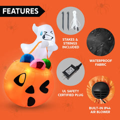 5ft Halloween Ghost Lift Pumpkin Candy Bag