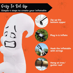 4ft Tall Scared Cute Ghost Hugging Tree Halloween Inflatable