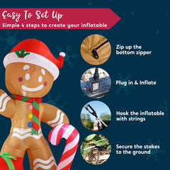 8ft Tall Gingerbread Man Christmas Inflatable