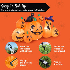 6ft Pumpkins with Black Cat Halloween Inflatable