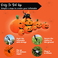 7ft Halloween Pumpkin Patch with Cat Inflatable