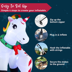 6ft Long Unicorn with A Sign Christmas Inflatable