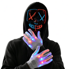 Halloween Led Mask Light Up With Gloves (blue&red)
