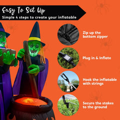 6ft Halloween Three Witch Around Cauldron Inflatable